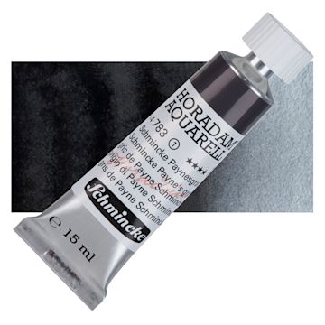 Open in modal - Schmincke Horadam Aquarell Artist Watercolor - Schmincke Payne’s Grey, 5 ml tube and swatch