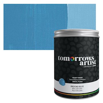 Open in modal - Tomorrow's Artist Eco-Friendly Heavy Body Acrylic Paint - Brooks Blue, 250 ml jar and swatch