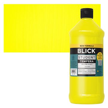 Open in modal - Blick Student Tempera Paint - Yellow, 32 oz bottle and swatch