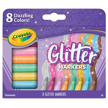 Open in modal - Crayola Glitter Markers - Dazzling Colors, Set of 8, front of the packaging