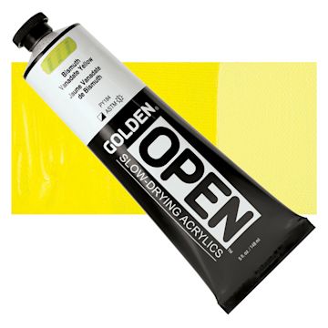 Open in modal - Golden Open Acrylic - Bismuth Vanadate Yellow, 5 oz, Tube and swatch