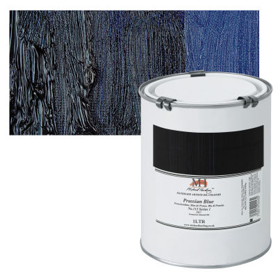 Michael Harding Artists Oil Color - Prussian Blue, 1 Liter swatch and can