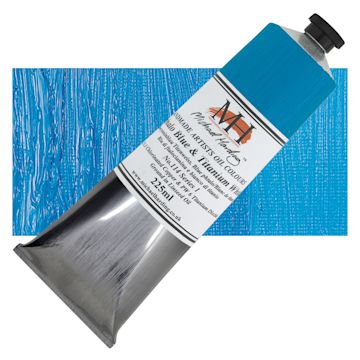 Open in modal - Michael Harding Artists Oil Paint - Phthalo Blue and Titanium White, 225 ml tube and swatch