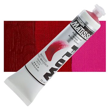 Open in modal - Matisse Flow Acrylic Paint - Matisse Rose Madder, 75 ml tube and swatch