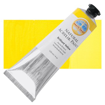 Open in modal - Natural Earth Paint Natural Acrylik Paint - Brilliant Yellow - tube and swatch