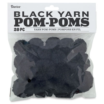 Yarn Pom Poms - Bag of Black Pom Poms
