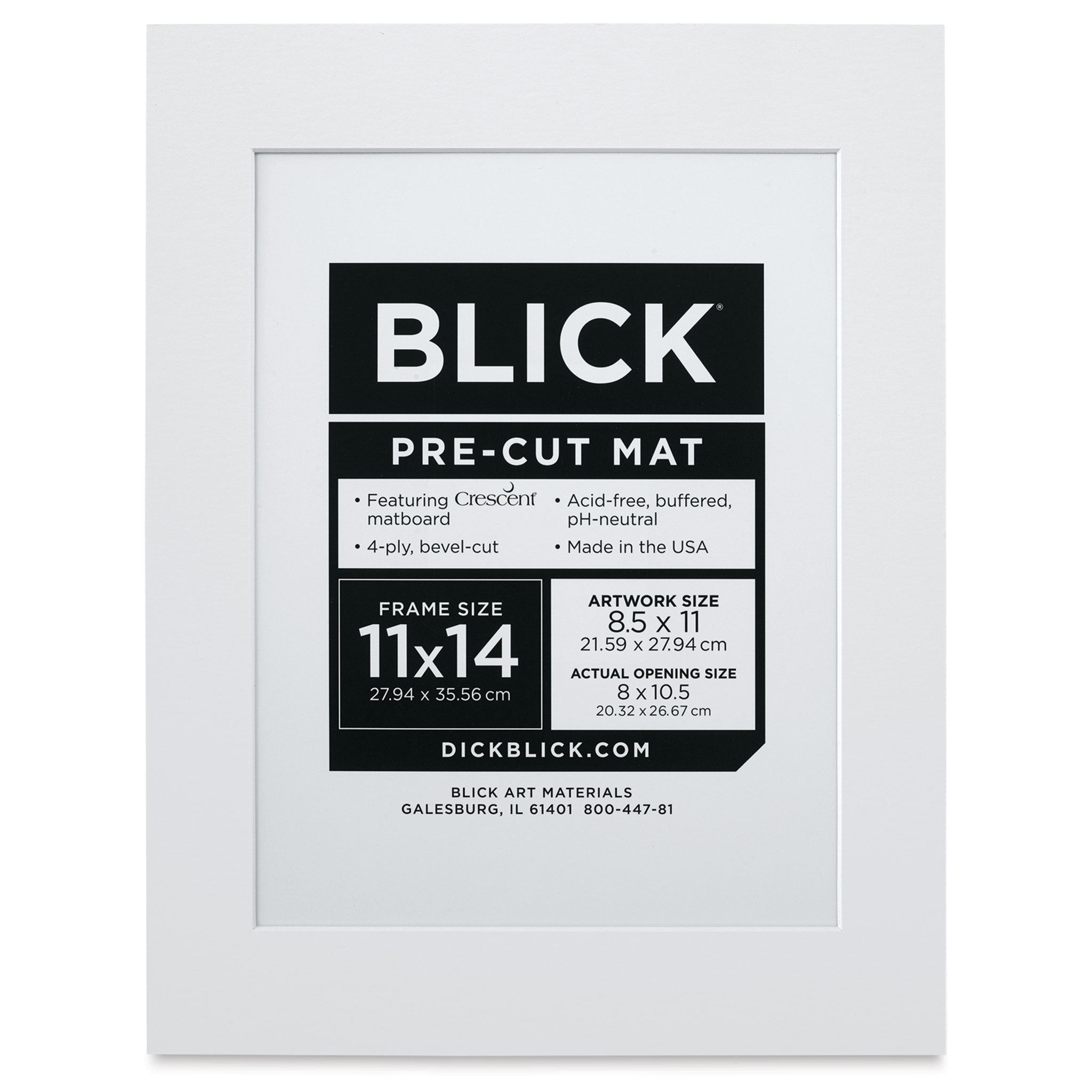 White Picture Frame Mats, Bevel Cut - White Core, 4x6 to 24x36