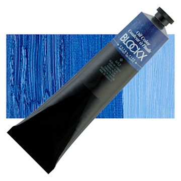 Open in modal - Blockx Artist Oil Color - Cobalt Blue, 200 ml tube and swatch