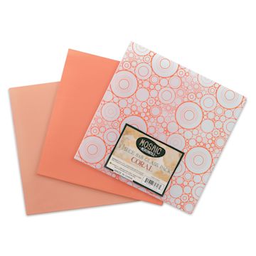 Open in modal - Mosaic Mercantile Opalescent Glass Pack - Coral, 8" x 8", Pkg of 3, fanned out