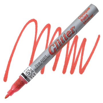 Decocolor Glitter Marker - Glitter Red, Fine Point with swatch