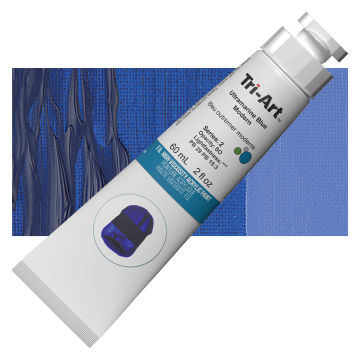 Tri-Art High Viscosity Artist Acrylic - Ultramarine Blue Modern, 60 ml tube with swatch