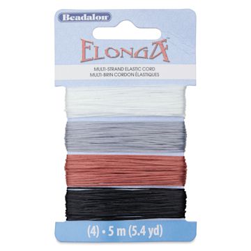 Open in modal - Beadalon Elonga Multi-Strand Elastic Cord - Card 1, Set of 4, Assorted Colors, 5 m, 0.7 mm Dia.