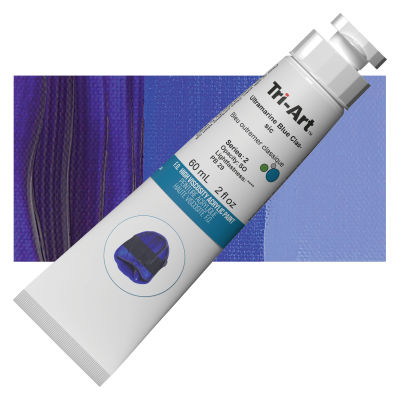 Tri-Art High Viscosity Artist Acrylic - Ultramarine Blue, 60 ml tube with swatch