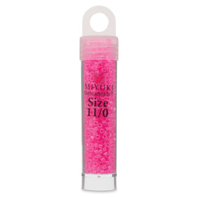 John Bead Miyuki Delica Glass Beads - Light Pink, Luminous Neon, 11/0, 5.2 g
