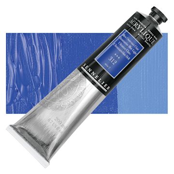 Open in modal - Sennelier Extra-Fine Artist Acrylique - Ultramarine Blue Light, 200 ml tube and swatch
