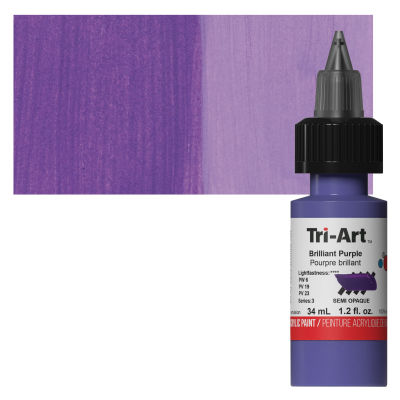 Tri-Art Low-Viscosity Artist Acrylic - Brilliant Purple, Tube with Swatch
