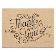 Hero Arts Thank You With Flourishes Woodblock Stamp