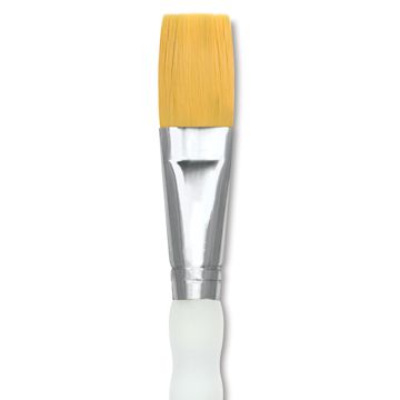Open in modal - Royal & Langnickel Soft Grip Golden Taklon Brush - Stroke, Short Handle, Size 3/4", close-up