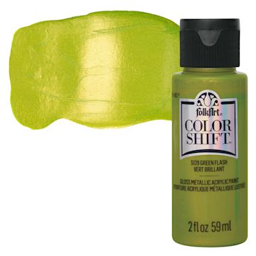 Open in modal - FolkArt Color Shift Paint - Green Flash, 2 oz, bottle with swatch