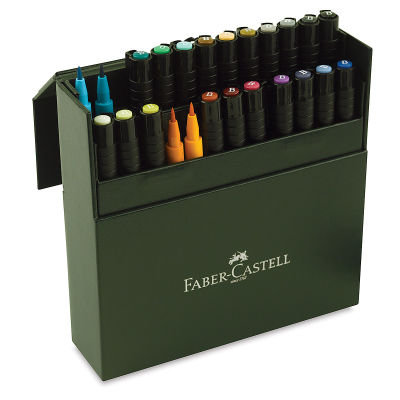 Faber-Castell Pitt Artist Pens - Assorted Colors, Set of 24 (box open showing content)