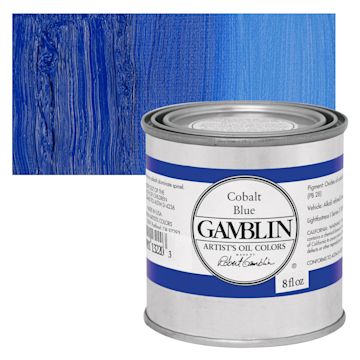 Open in modal - Gamblin Artist's Oil Color - Cobalt Blue, 8 oz Can and swatch