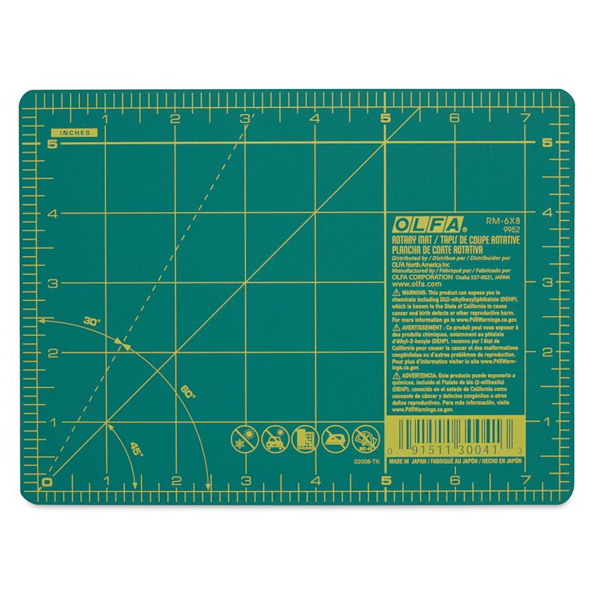 Olfa SelfHealing Rotary Cutting Mat Green, 6" x 8" BLICK Art Materials