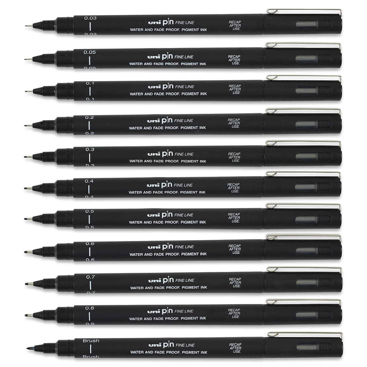 Fineliner Pen Set of 10 - Various Tip Sizes (Black) – Brite Crown