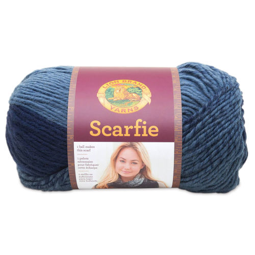 Lion Brand Scarfie Yarn - Navy/Denim, 312 yds