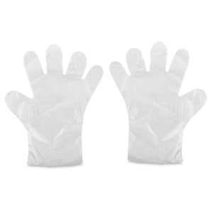 Glovies Disposable Gloves for Kids - Top view of Right and Left transparent gloves