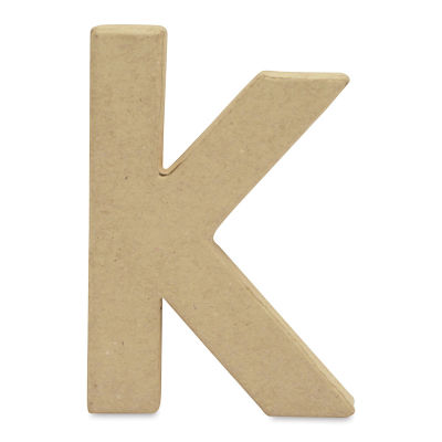 DecoPatch Paper Mache Small Kraft Letter - K, Lowercase, 3-2/5" W x 5" H x 1/2" D