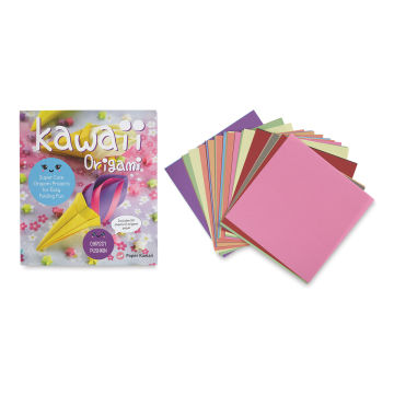 Kawaii Origami Kit - Book and papers, components of Kit shown