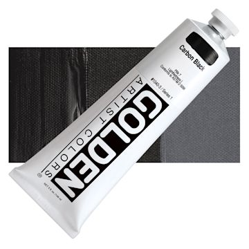 Open in modal - Golden Heavy Body Artist Acrylic - Carbon Black, 5 oz Tube and swatch