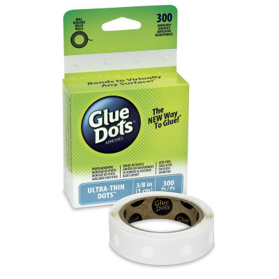 Glue Dots Ultra-Thin Glue Dots - 3/8", Roll of 300 (roll in front of box)