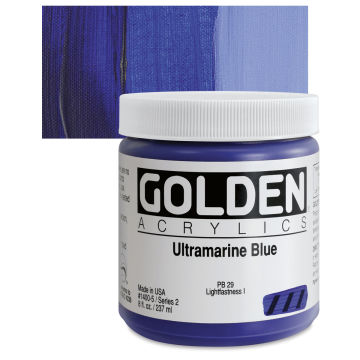 Golden Heavy Body Artist Acrylics - Ultramarine Blue, 8 oz Jar