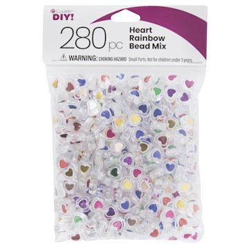 Open in modal - Cousin DIY Heart Bead Mix - Pkg of 280, Rainbow Colors - front of packaging