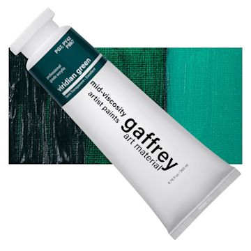 Open in modal - Gaffrey Art Material Standard Body Acrylic Paint - Viridian Green, 200 ml tube and swatch
