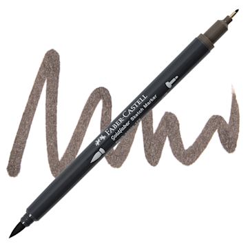 Open in modal - Faber-Castell Goldfaber Sketch Dual-Tip Marker - 175 Dark Sepia, swatch and marker