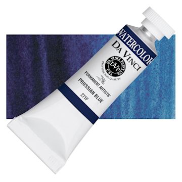 Open in modal - Da Vinci Artists' Permanent Watercolor - Prussian Blue, 15 ml tube and swatch