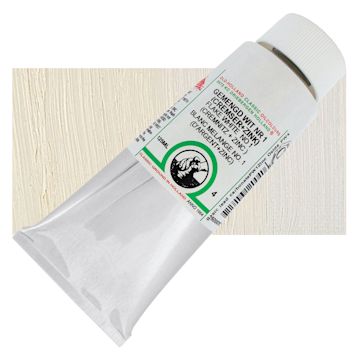 Open in modal - Old Holland Classic Oil Color - Flake White 1, 125 ml tube and swatch