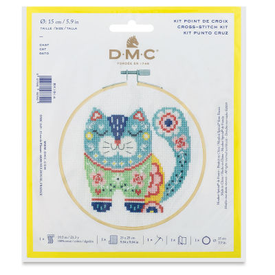 DMC Stitch Kit - Front view of Cat design package