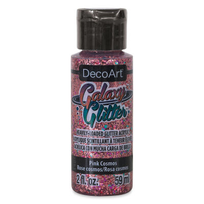 DecoArt Galaxy Glitter Acrylic Paints - Front of Pink Cosmos bottle