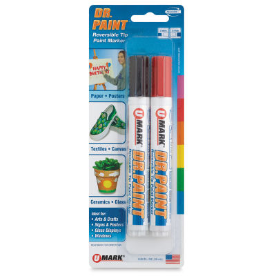 U-Mark Dr. Paint Reversible Tip Paint Markers - Set of 2, Black/Red