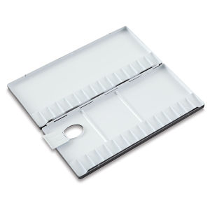 Holbein Aluminum Folding Watercolor Palettes - 30 Well size shown open with Thumb slot also open