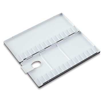 Holbein Aluminum Folding Watercolor Palettes - 30 Well size shown open with Thumb slot also open