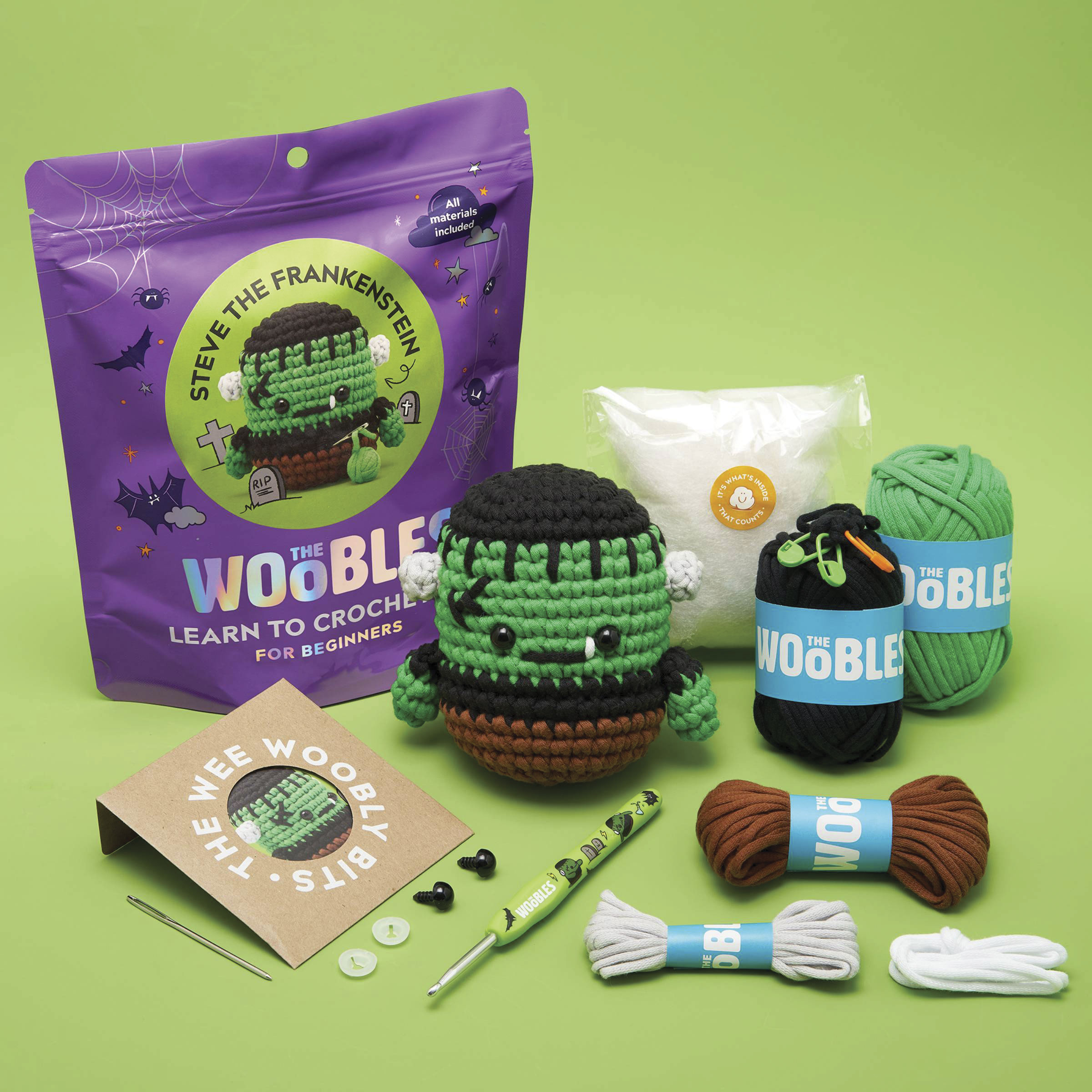 The Woobles Beginner Crochet Amigurumi Kit - Steve the