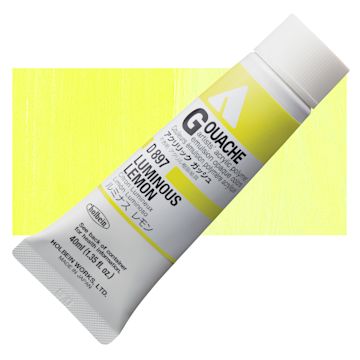 Open in modal - Holbein Acrylic Gouache - Luminous Lemon, 40 ml tube and swatch