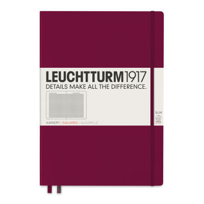 Leuchtturm1917 Squared Hardbound Notebook - Port Red, Master Slim, 8-3/4" x 12-1/2"