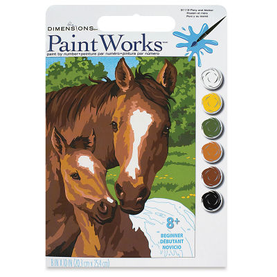 Paintworks Pony and Mother 8" x 10" Paint by Number Kit, In Package