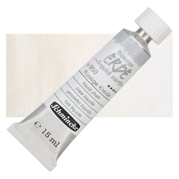 Open in modal - Schmincke Liquid Earth Watercolor Tube - Liquid Chalk, 15 ml tube and swatch