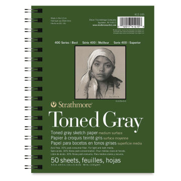 Strathmore 400 Series Recycled Toned Sketch Pad, Cool Gray, 50 sheets, 9" x 12"